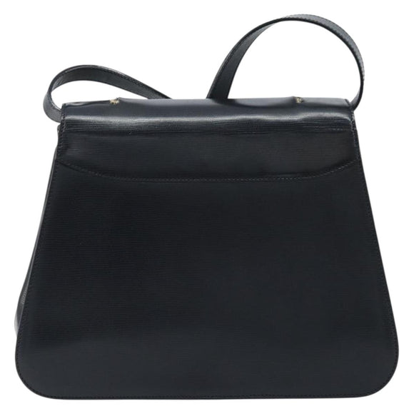 CELINE Hand Bag Leather 2way Black Gold Auth mr2055