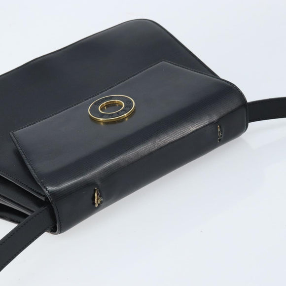 CELINE Hand Bag Leather 2way Black Gold Auth mr2055