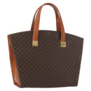 CELINE Macadam Canvas Hand Bag PVC Leather Brown Gold Auth mr2058-1