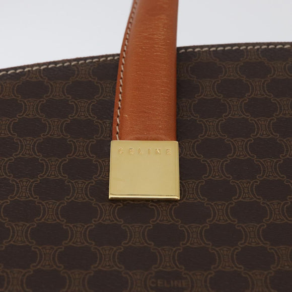 CELINE Macadam Canvas Hand Bag PVC Leather Brown Gold Auth mr2058