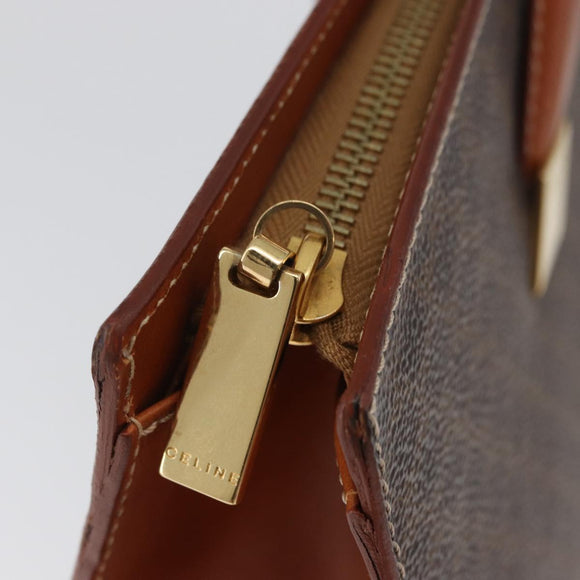 CELINE Macadam Canvas Hand Bag PVC Leather Brown Gold Auth mr2058
