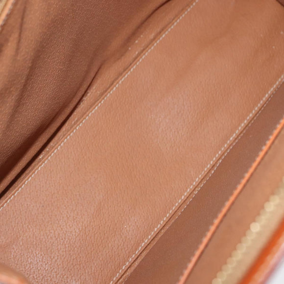 CELINE Macadam Canvas Hand Bag PVC Leather Brown Gold Auth mr2058