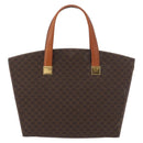 CELINE Macadam Canvas Hand Bag PVC Leather Brown Gold Auth mr2058-13