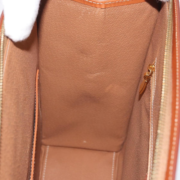 CELINE Macadam Canvas Hand Bag PVC Leather Brown Gold Auth mr2058