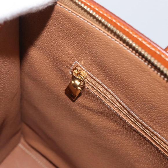 CELINE Macadam Canvas Hand Bag PVC Leather Brown Gold Auth mr2058