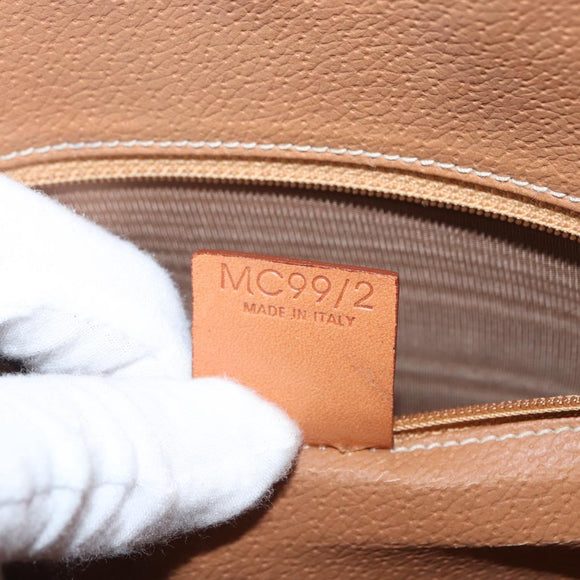 CELINE Macadam Canvas Hand Bag PVC Leather Brown Gold Auth mr2058