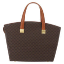 CELINE Macadam Canvas Hand Bag PVC Leather Brown Gold Auth mr2058-2
