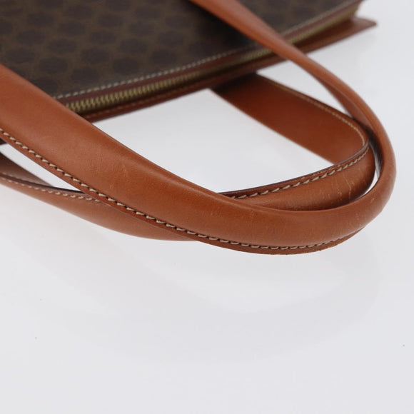 CELINE Macadam Canvas Hand Bag PVC Leather Brown Gold Auth mr2058