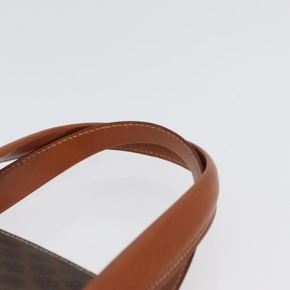 CELINE Macadam Canvas Hand Bag PVC Leather Brown Gold Auth mr2058