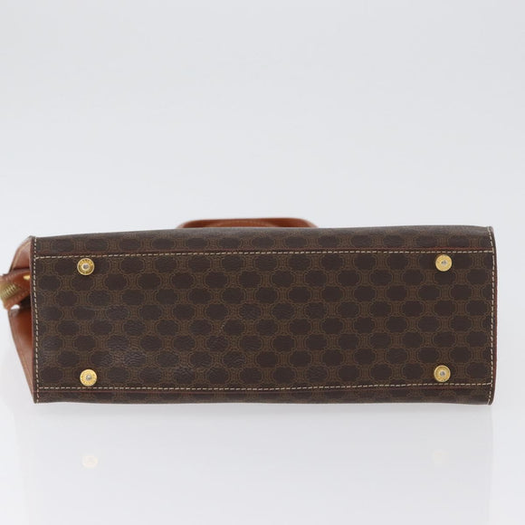 CELINE Macadam Canvas Hand Bag PVC Leather Brown Gold Auth mr2058