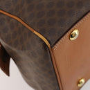 CELINE Macadam Canvas Boston Bag PVC Leather Brown Gold Auth mr2062-15