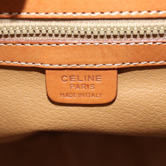 CELINE Macadam Canvas Boston Bag PVC Leather Brown Gold Auth mr2062