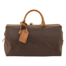 CELINE Macadam Canvas Boston Bag PVC Leather Brown Gold Auth mr2062-13