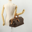 CELINE Macadam Canvas Boston Bag PVC Leather Brown Gold Auth mr2062-23