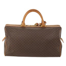 CELINE Macadam Canvas Boston Bag PVC Leather Brown Gold Auth mr2062-2