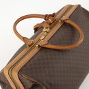 CELINE Macadam Canvas Boston Bag PVC Leather Brown Gold Auth mr2062-6