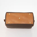 CELINE Macadam Canvas Boston Bag PVC Leather Brown Gold Auth mr2062-5