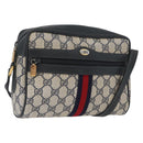 GUCCI GG Supreme Sherry Line Shoulder Bag PVC Navy Gold 120 02 004 Auth mr2064-1