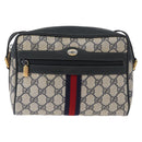 GUCCI GG Supreme Sherry Line Shoulder Bag PVC Navy Gold 120 02 004 Auth mr2064-13