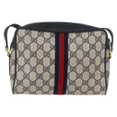 GUCCI GG Supreme Sherry Line Shoulder Bag PVC Navy Gold 120 02 004 Auth mr2064-2