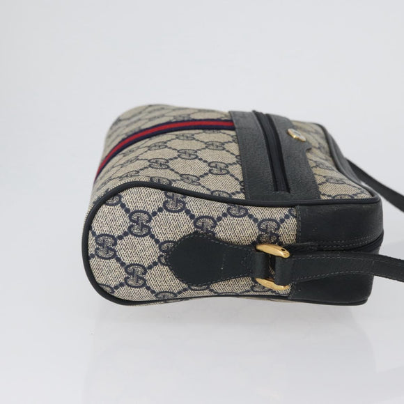 GUCCI GG Supreme Sherry Line Shoulder Bag PVC Navy Gold 120 02 004 Auth mr2064