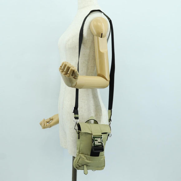 FENDI Fendines Umhängetasche Nylon Grün Silber Auth mr2067V