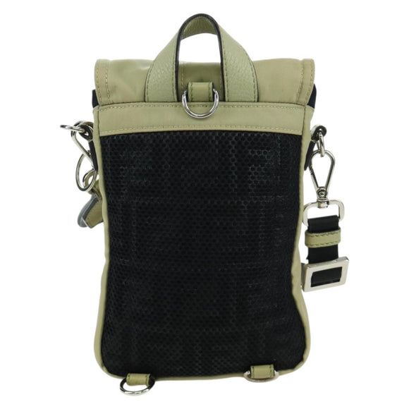FENDI Fendines Umhängetasche Nylon Grün Silber Auth mr2067V