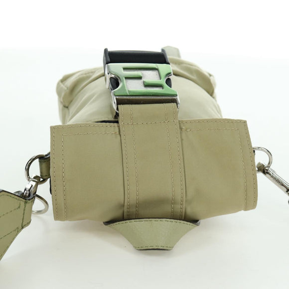 FENDI Fendines Umhängetasche Nylon Grün Silber Auth mr2067V