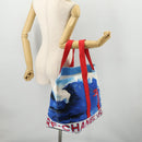 CHANEL Surfline Tote Bag Canvas Blue White Red CC Auth mr2068V-20