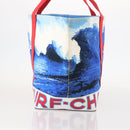 CHANEL Surfline Tote Bag Canvas Blue White Red CC Auth mr2068V-4