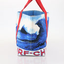 CHANEL Surfline Tote Bag Canvas Blue White Red CC Auth mr2068V-5