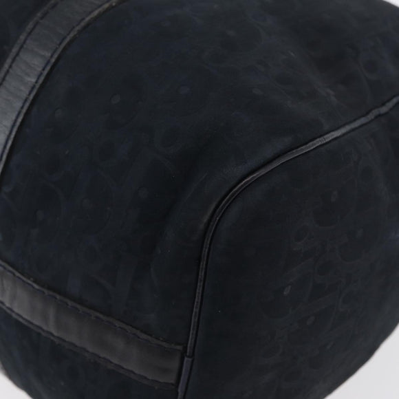 Christian Dior Boston Bag Suede Navy Silver Auth mr2069