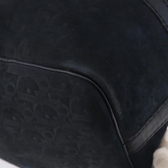 Christian Dior Boston Bag Suede Navy Silver Auth mr2069