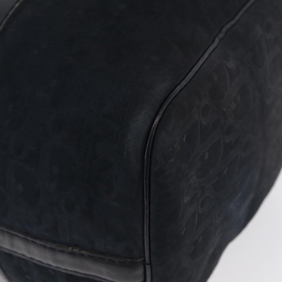 Christian Dior Boston Bag Suede Navy Silver Auth mr2069