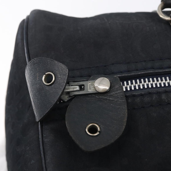 Christian Dior Boston Bag Suede Navy Silver Auth mr2069