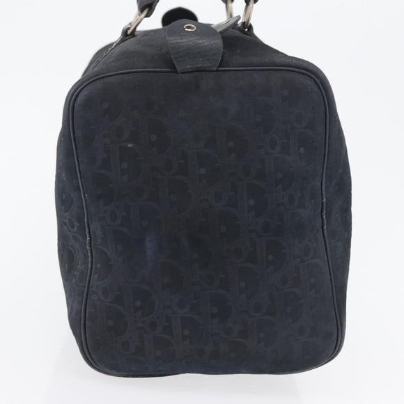 Christian Dior Boston Bag Suede Navy Silver Auth mr2069