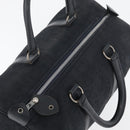 Christian Dior Boston Bag Suede Navy Silver Auth mr2069-6