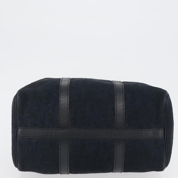 Christian Dior Boston Bag Suede Navy Silver Auth mr2069