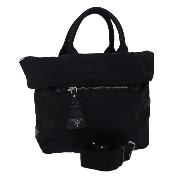 PRADA Hand Bag Nylon 2way Black Auth mr207