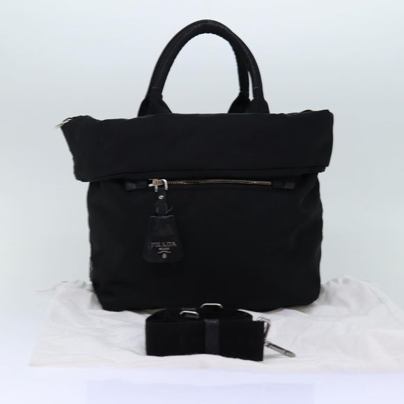 PRADA Hand Bag Nylon 2way Black Auth mr207