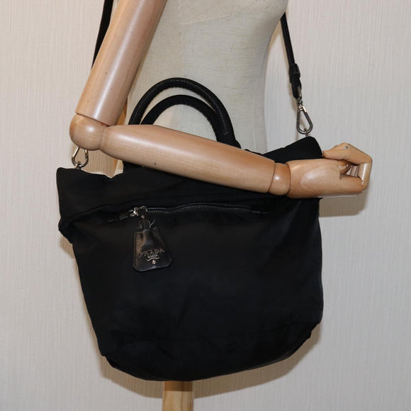 PRADA Hand Bag Nylon 2way Black Auth mr207