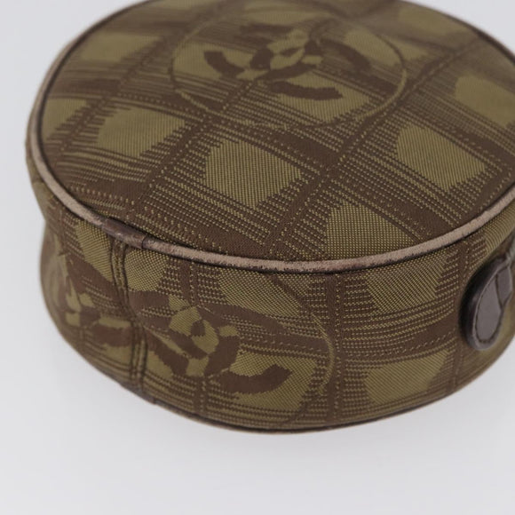 CHANEL New Travel Line Pouch Nylon Beige CC Auth mr2071