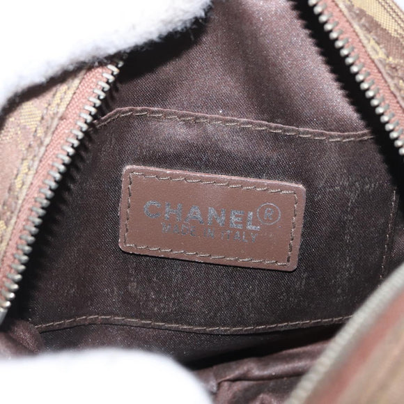 CHANEL New Travel Line Pouch Nylon Beige CC Auth mr2071