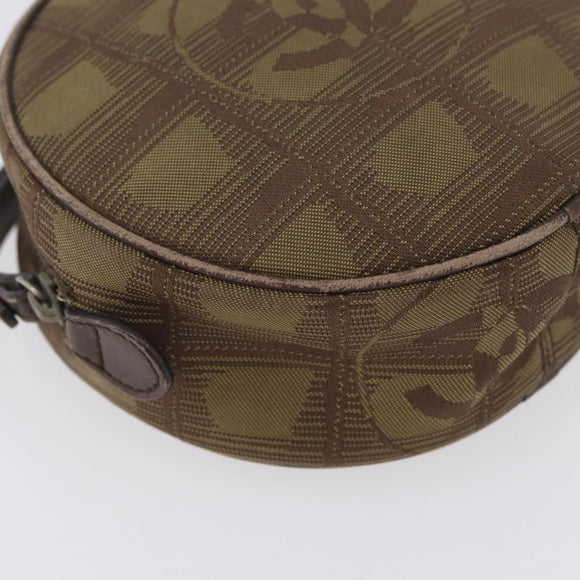 CHANEL New Travel Line Pouch Nylon Beige CC Auth mr2071