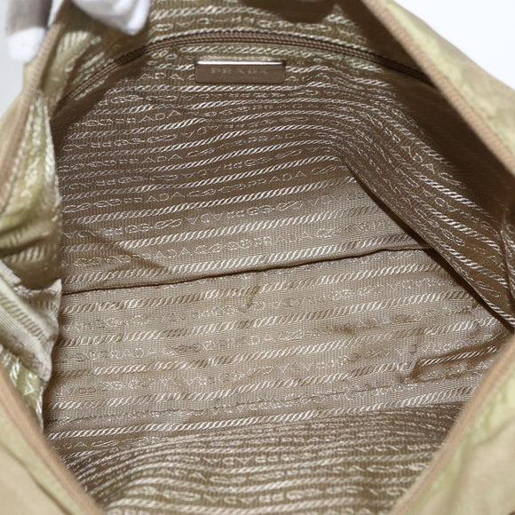 PRADA Shoulder Bag Nylon Beige Silver Auth mr2076