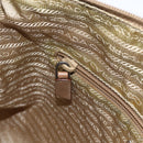 PRADA Shoulder Bag Nylon Beige Silver Auth mr2076-21