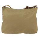 PRADA Shoulder Bag Nylon Beige Silver Auth mr2076-3