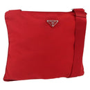 PRADA Shoulder Bag Nylon Red Silver Auth mr2077-1