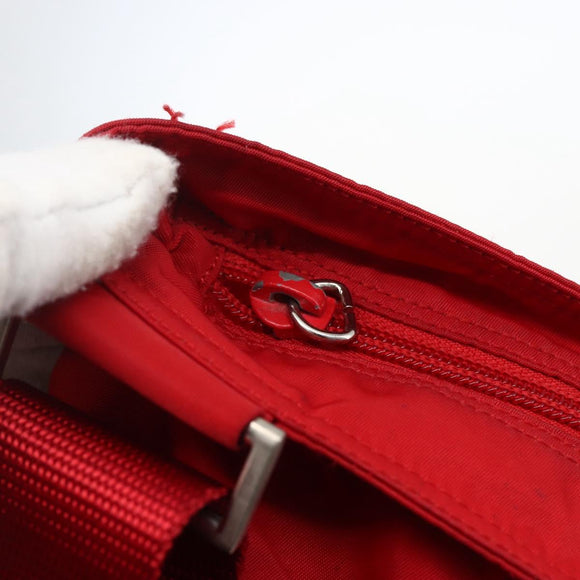 PRADA Shoulder Bag Nylon Red Silver Auth mr2077