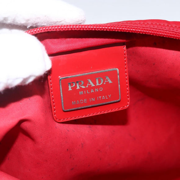 PRADA Shoulder Bag Nylon Red Silver Auth mr2077